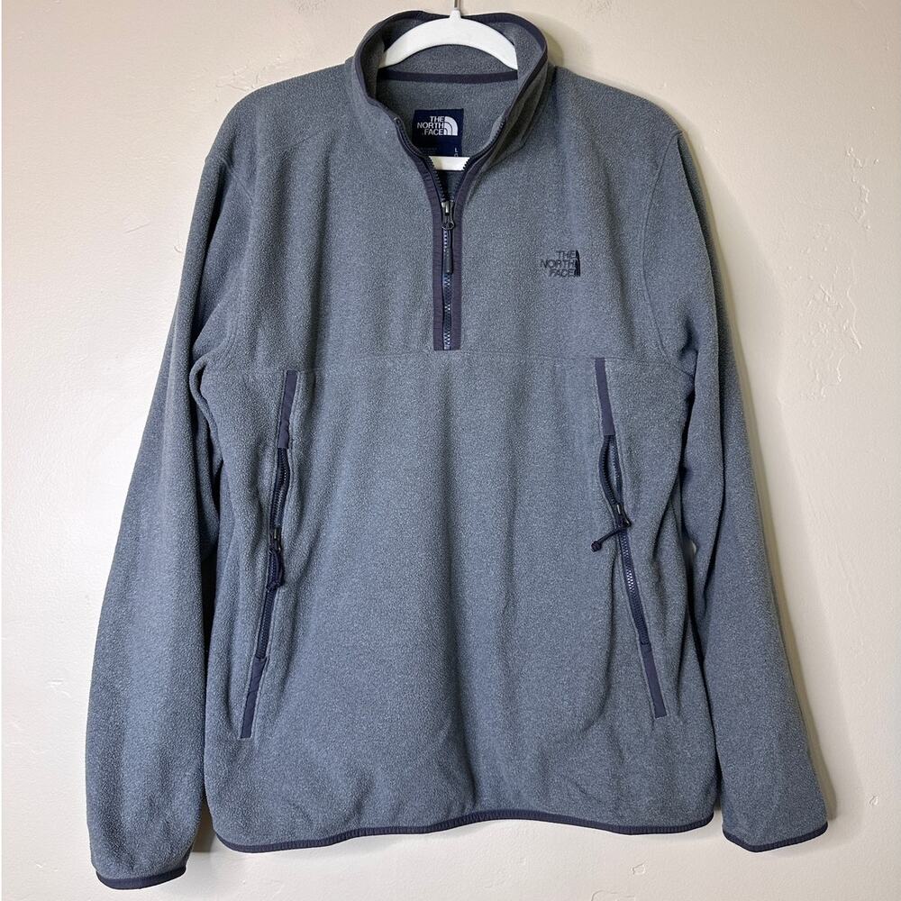 Men's The North Face Quarter Zip Pullover Grey Fleece LARGE